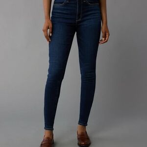 American Eagle Outfitters Dark Blue High-Rise Skinny Jeans Size 6L